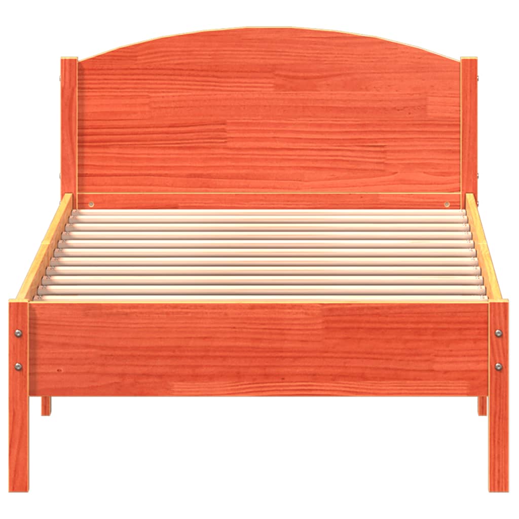 Cadre de lit sans matelas cire marron 100x200cm bois pin massif