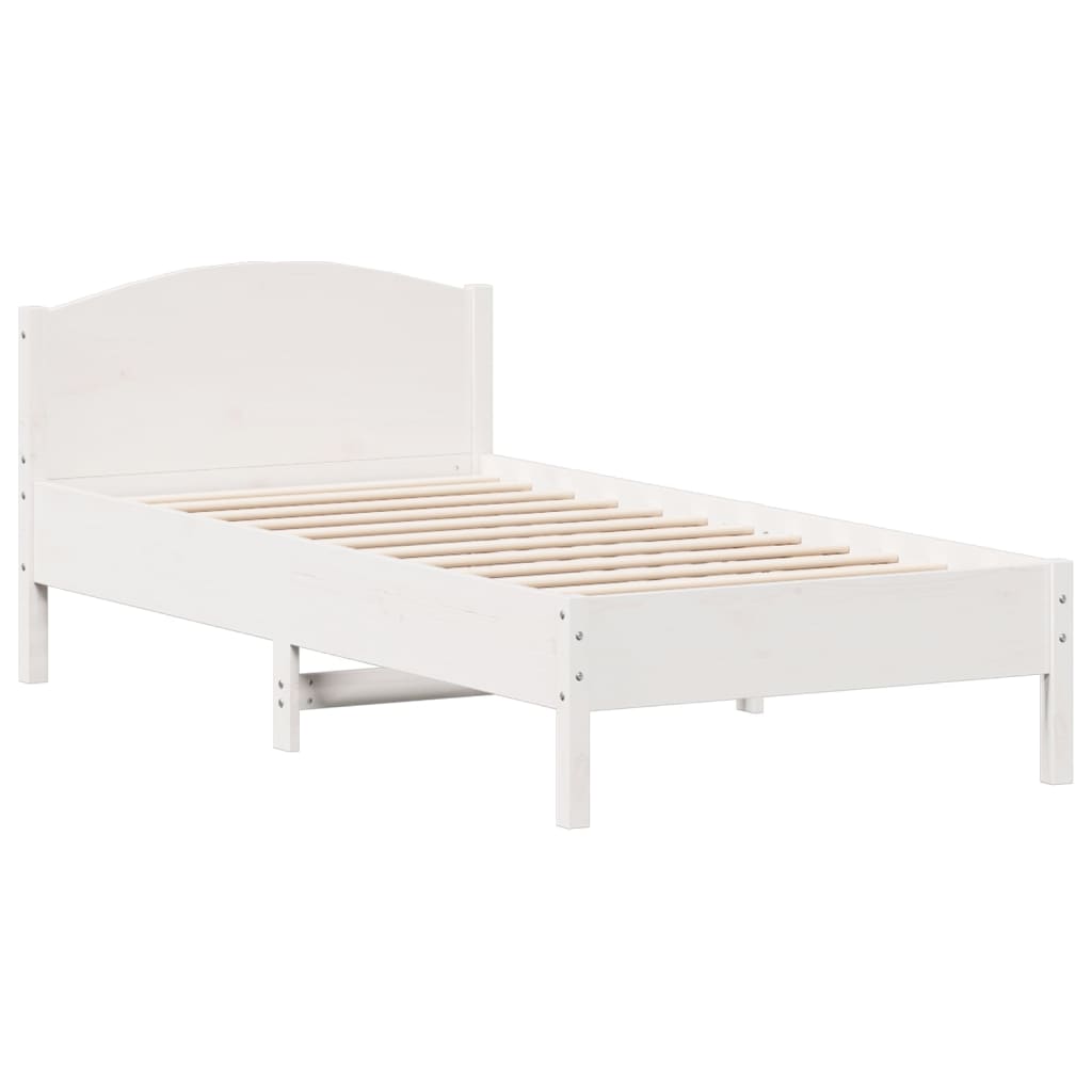 Bed frame without white mattress 90x190 cm solid pine wood