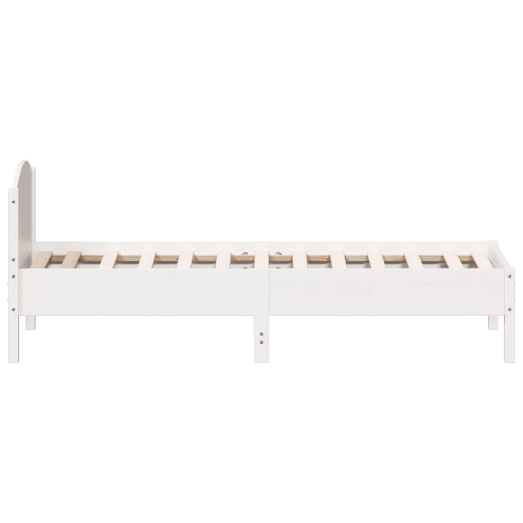 Bed frame without white mattress 90x190 cm solid pine wood