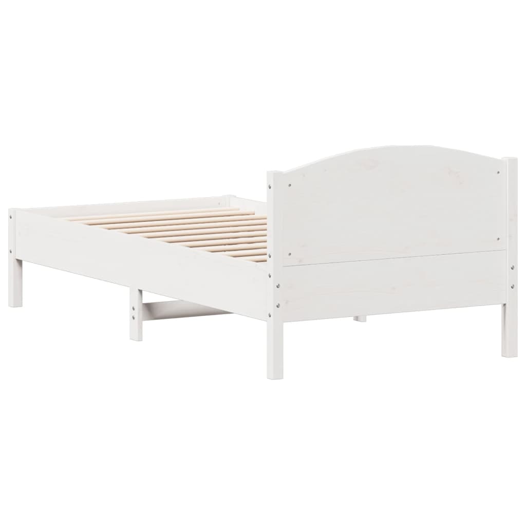 Bed frame without white mattress 90x190 cm solid pine wood