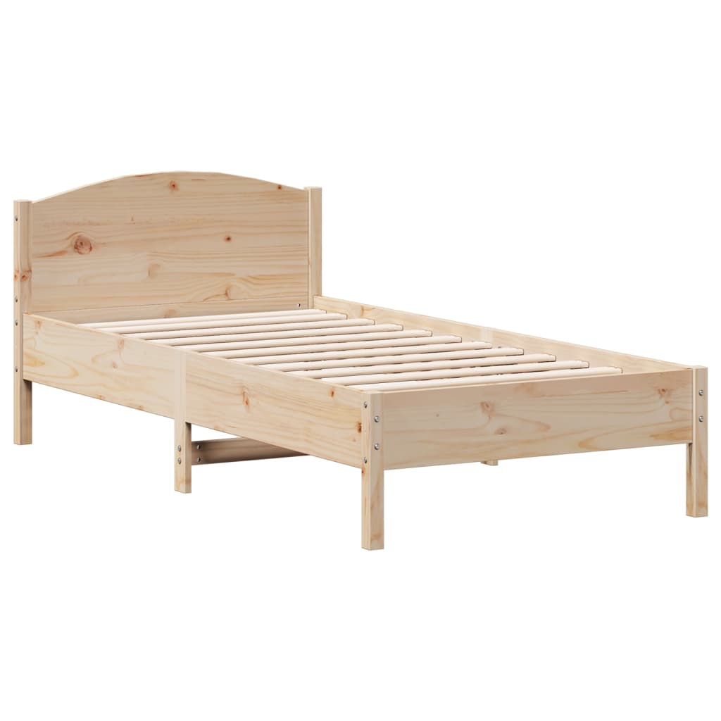 Bed frame without mattress 75x190 cm solid pine wood