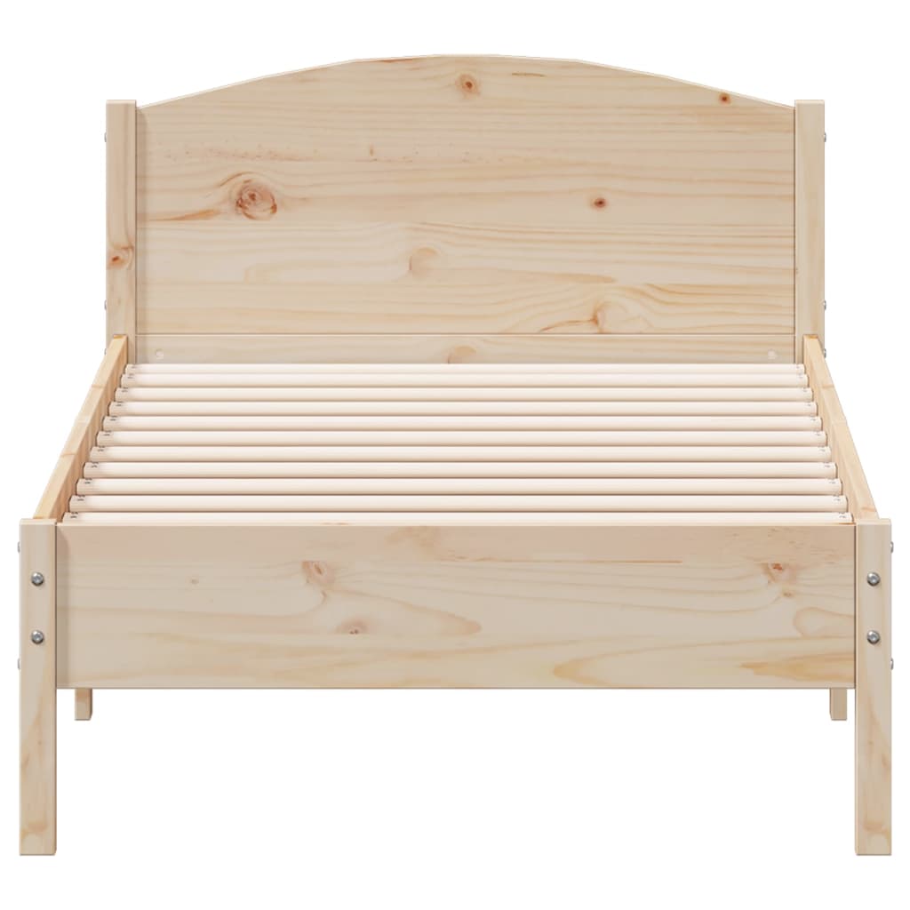 Bed frame without mattress 75x190 cm solid pine wood