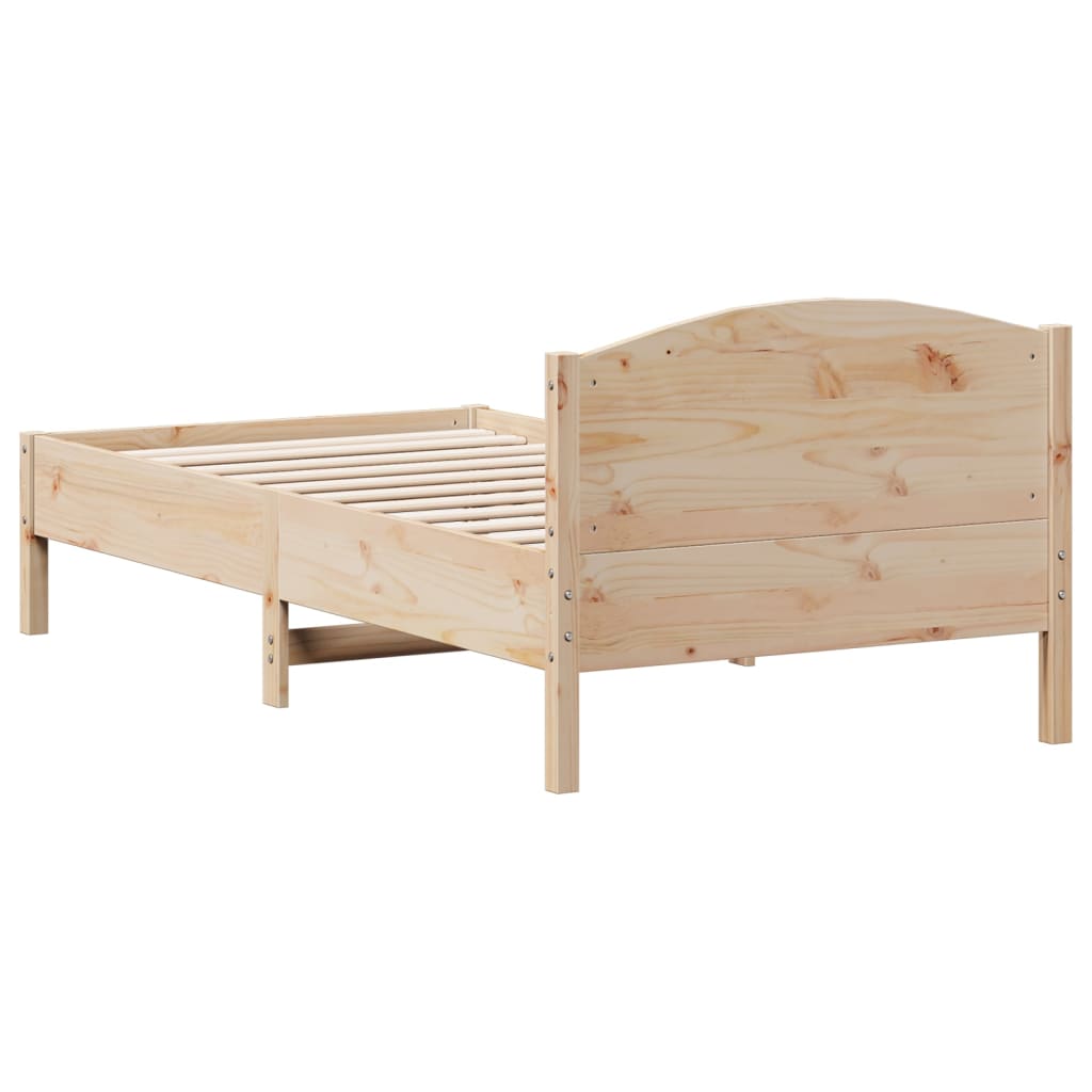 Bed frame without mattress 75x190 cm solid pine wood