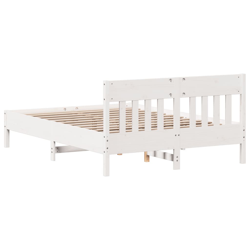 Bed frame without mattress white 150x200 cm solid pine wood