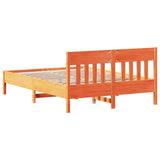 Bed frame without mattress brown wax 150x200cm solid pine wood