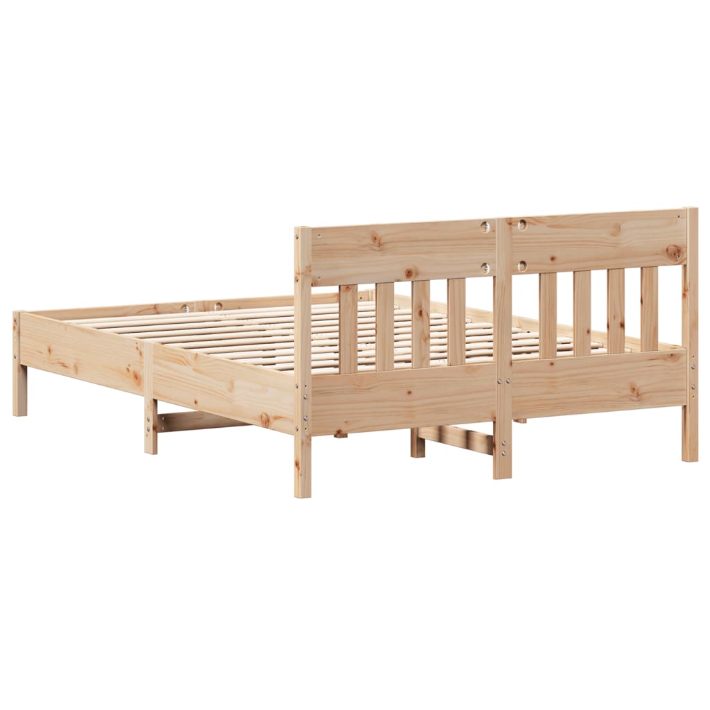 Bed frame without mattress 140x200 cm solid pine wood