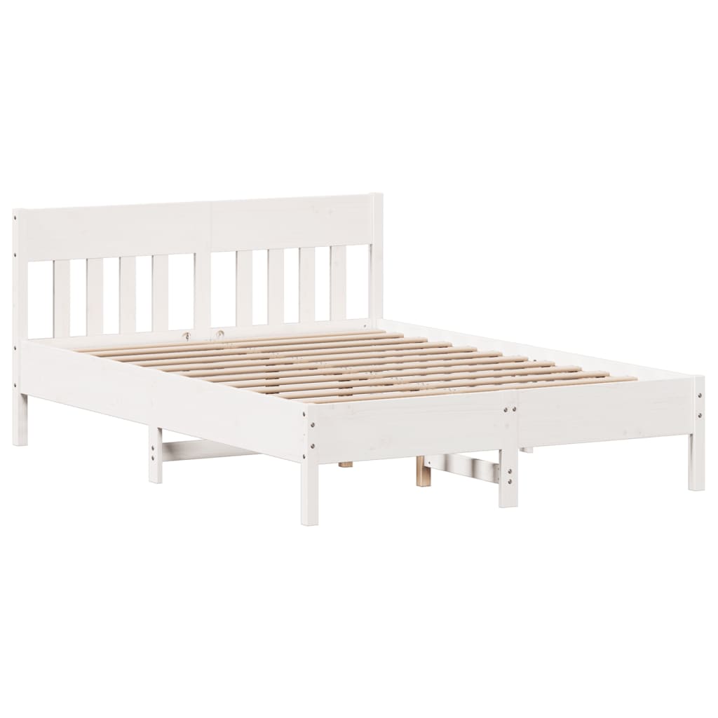 Cadre de lit sans matelas blanc 140x200 cm bois de pin massif