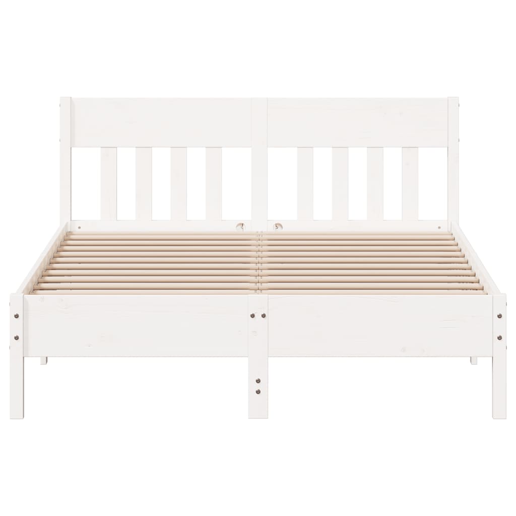 Bed frame without mattress white 140x200 cm solid pine wood