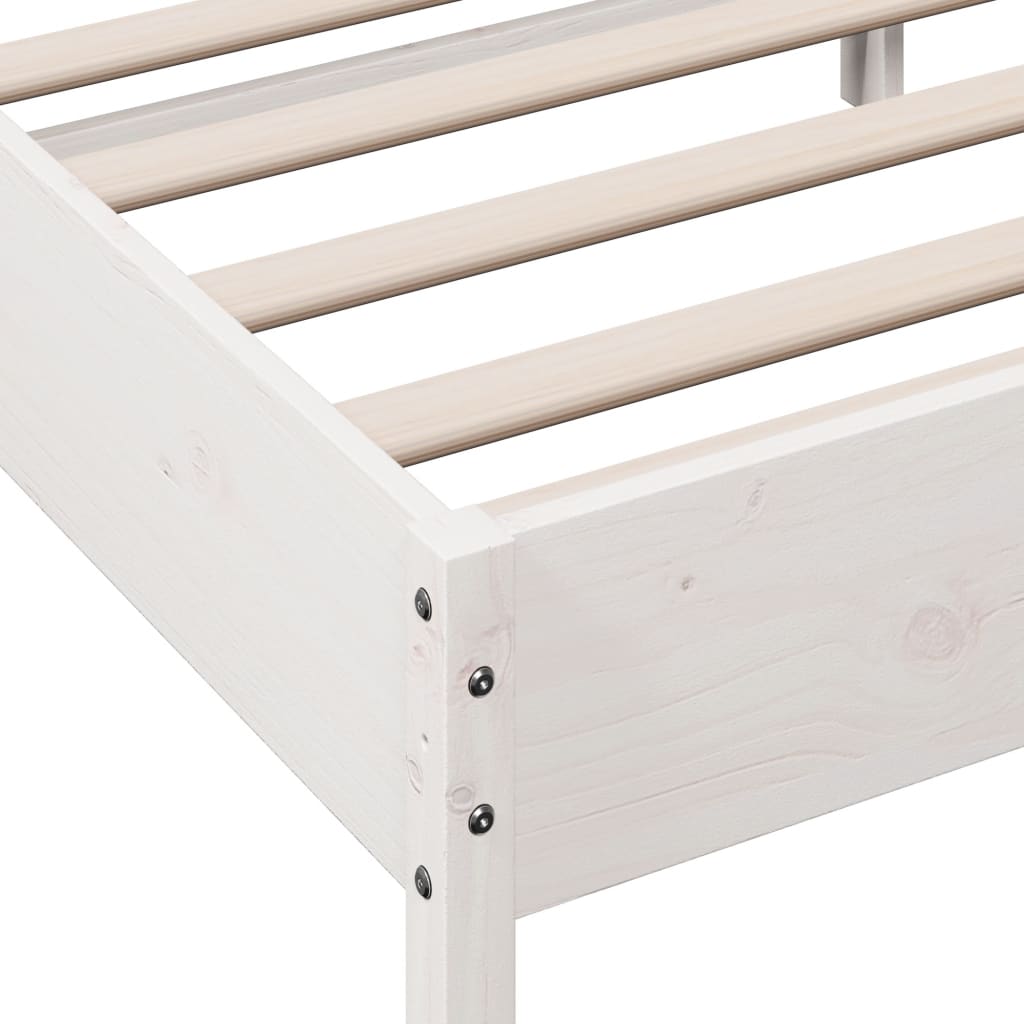 Bed frame without mattress white 140x200 cm solid pine wood