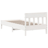 Cadre de lit sans matelas blanc 100x200 cm bois de pin massif