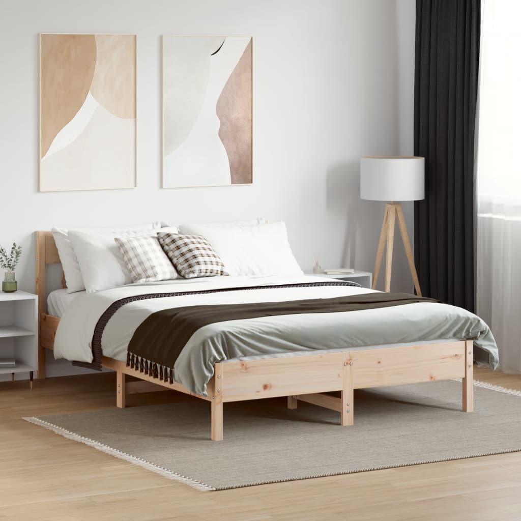 Bed frame without mattress 135x190 cm solid pine wood