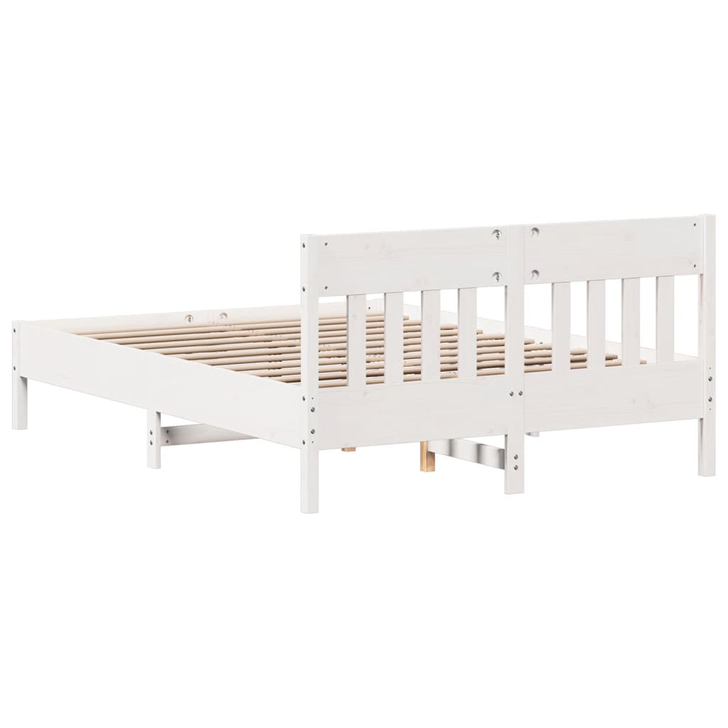 Bed frame without white mattress 120x190 cm solid pine wood