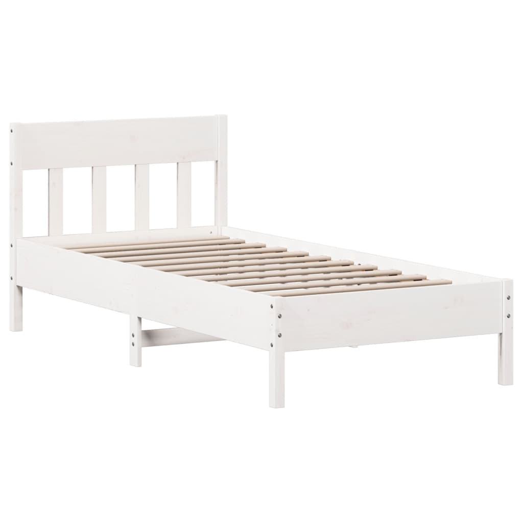 Bed frame without white mattress 90x190 cm solid pine wood