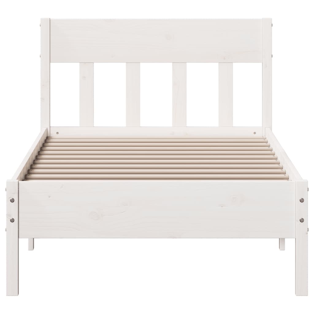 Bed frame without white mattress 90x190 cm solid pine wood