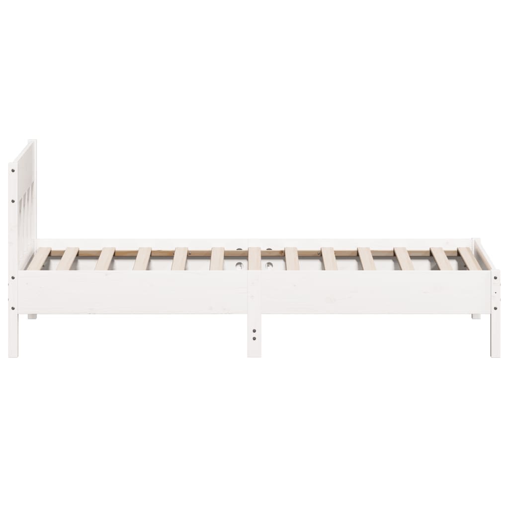 Bed frame without white mattress 90x190 cm solid pine wood