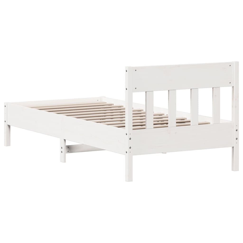 Bed frame without white mattress 90x190 cm solid pine wood