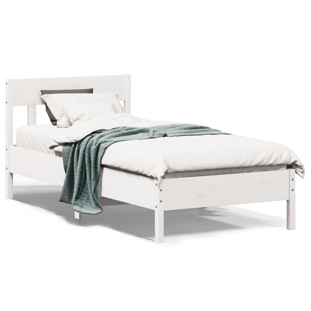 Bed frame without white mattress 90x190 cm solid pine wood