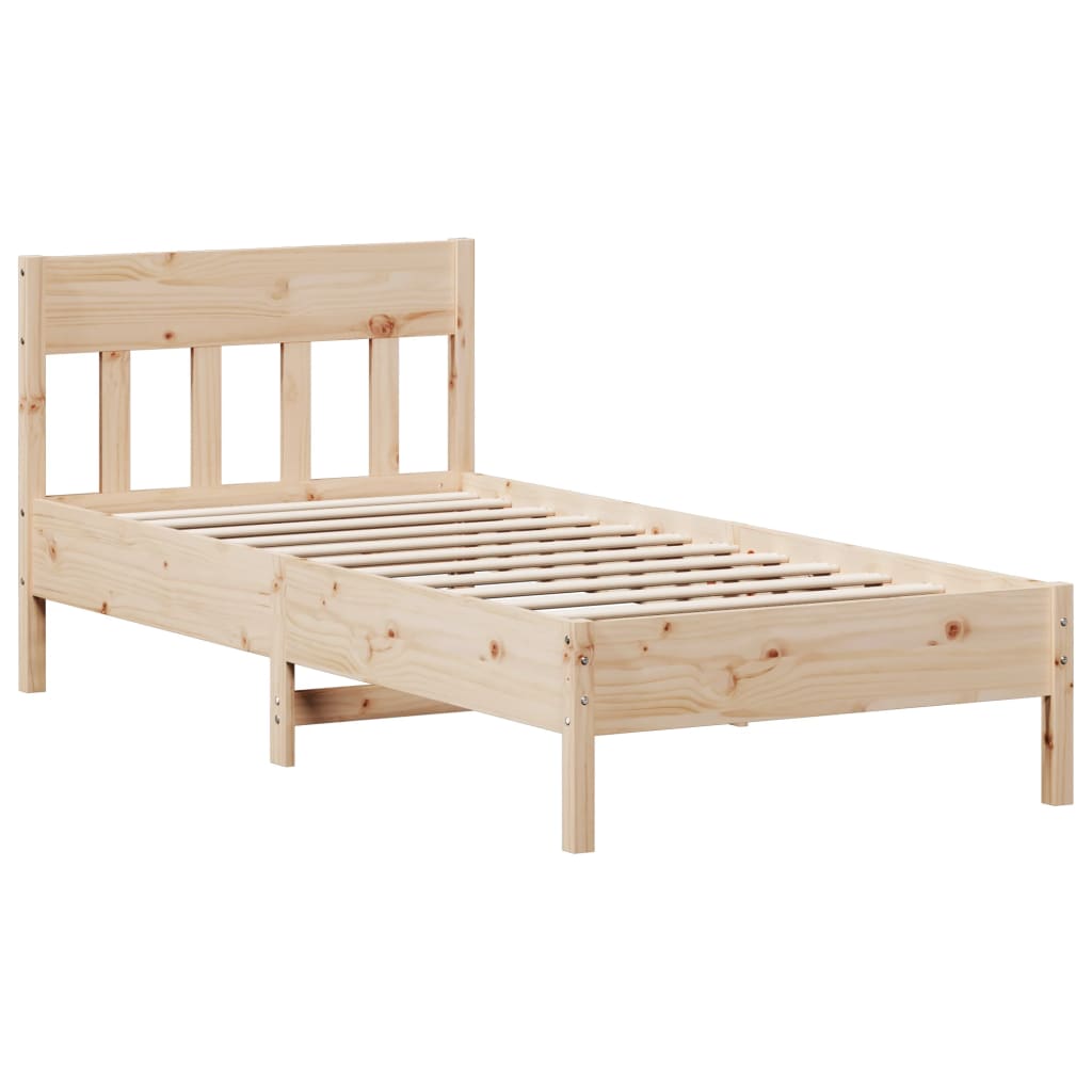 Bed frame without mattress 75x190 cm solid pine wood