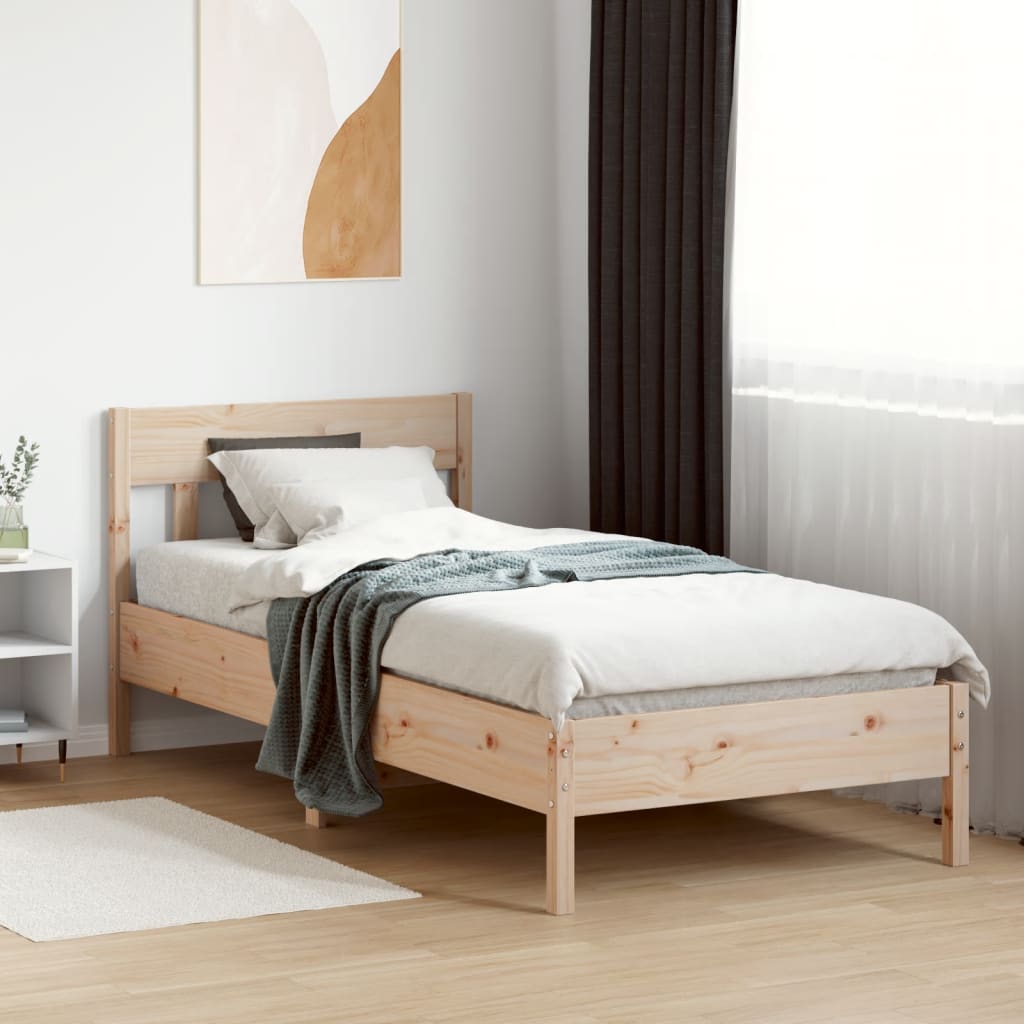 Bed frame without mattress 75x190 cm solid pine wood