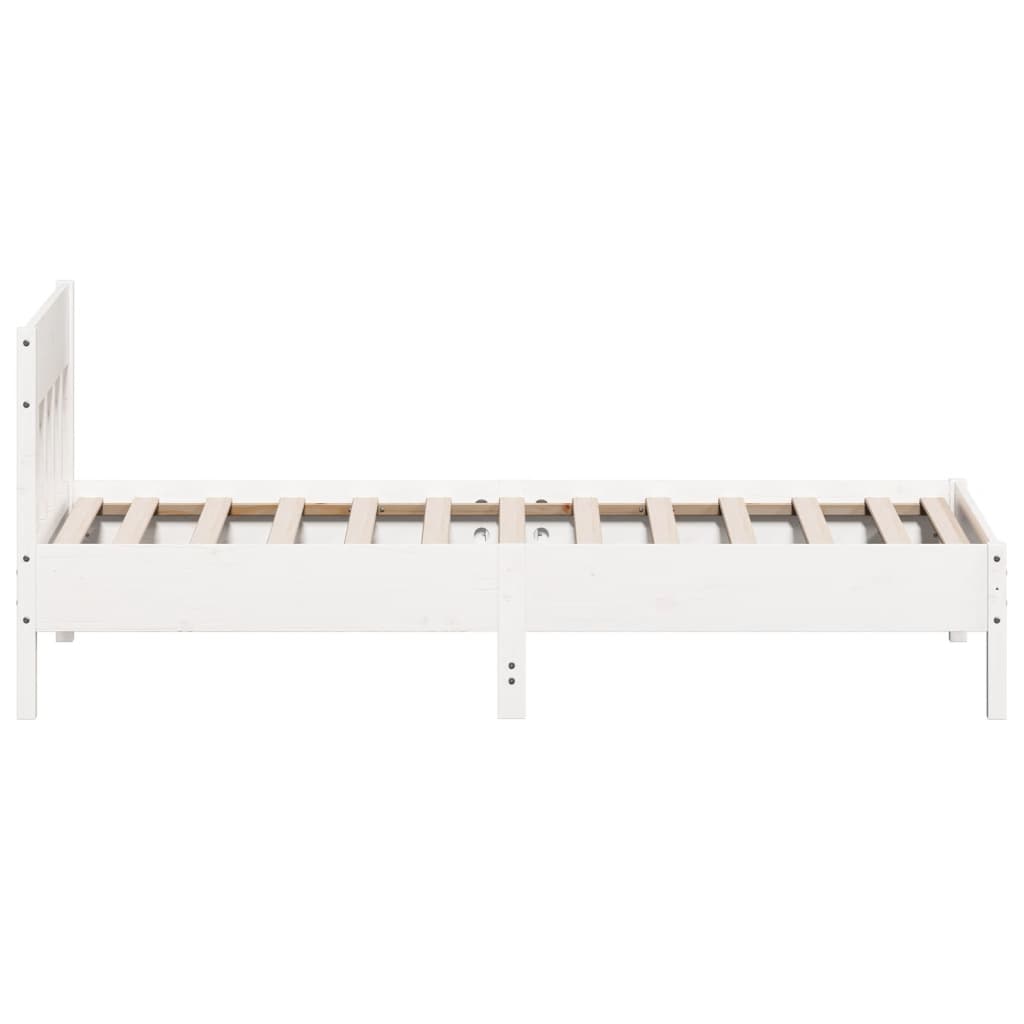 Cadre de lit sans matelas blanc 75x190 cm bois de pin massif