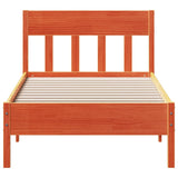 Bed frame without mattress brown wax 75x190 cm solid pine wood