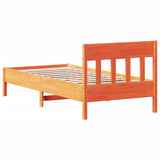 Cadre de lit sans matelas cire marron 75x190 cm bois pin massif