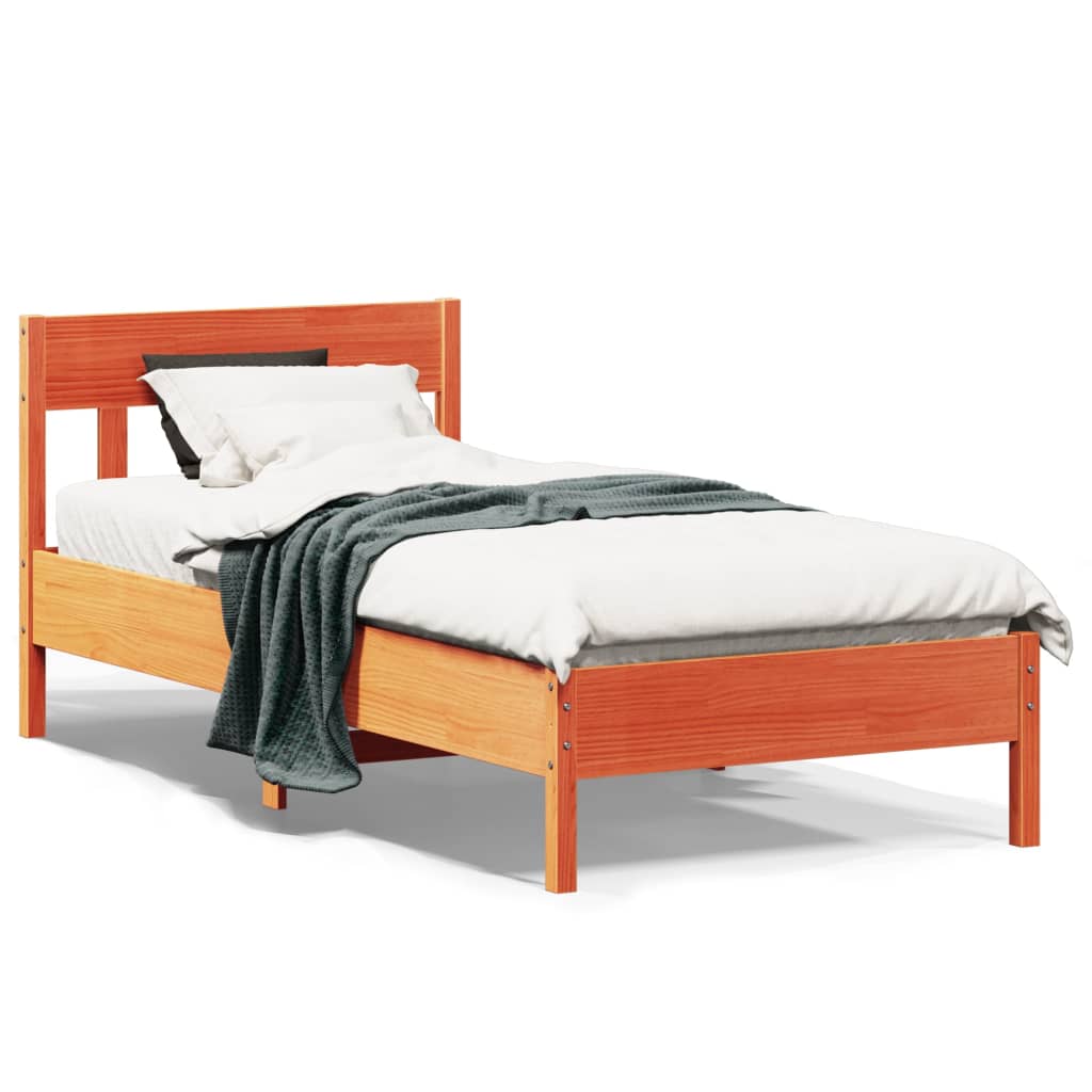 Cadre de lit sans matelas cire marron 75x190 cm bois pin massif