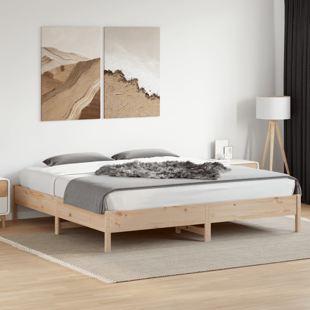 Bed frame without mattress 200x200 cm solid pine wood