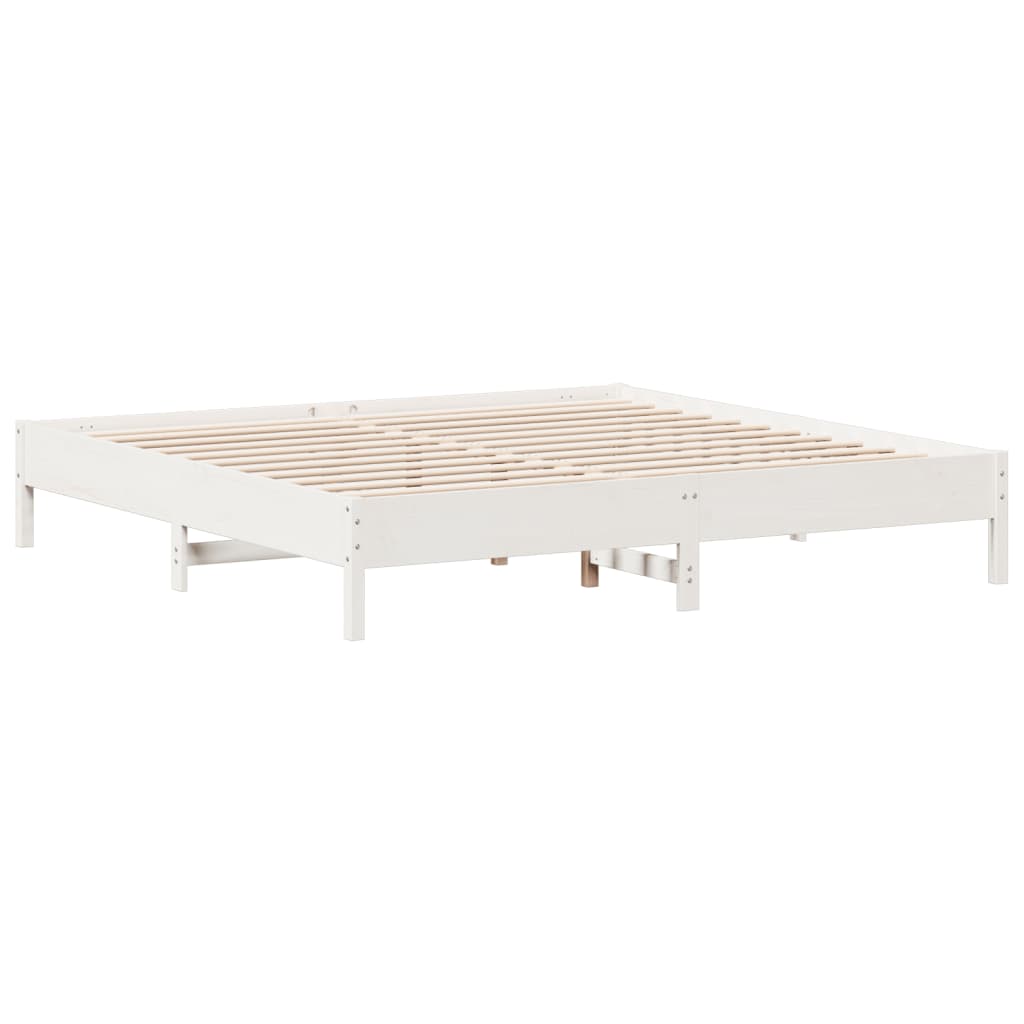 Bed frame without mattress white 200x200 cm solid pine wood