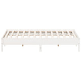 Cadre de lit sans matelas blanc 200x200 cm bois massif de pin