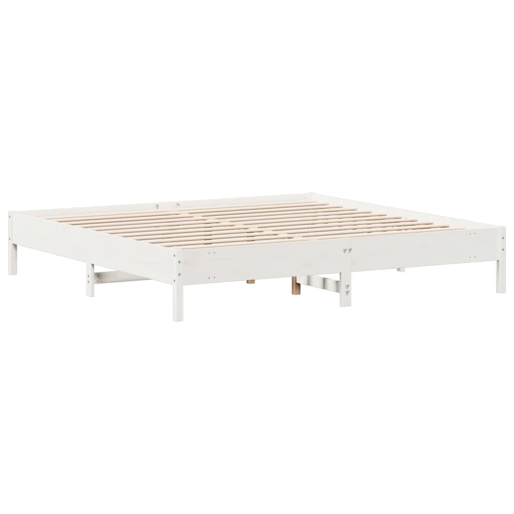 Bed frame without mattress white 200x200 cm solid pine wood