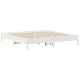 Bed frame without mattress white 200x200 cm solid pine wood