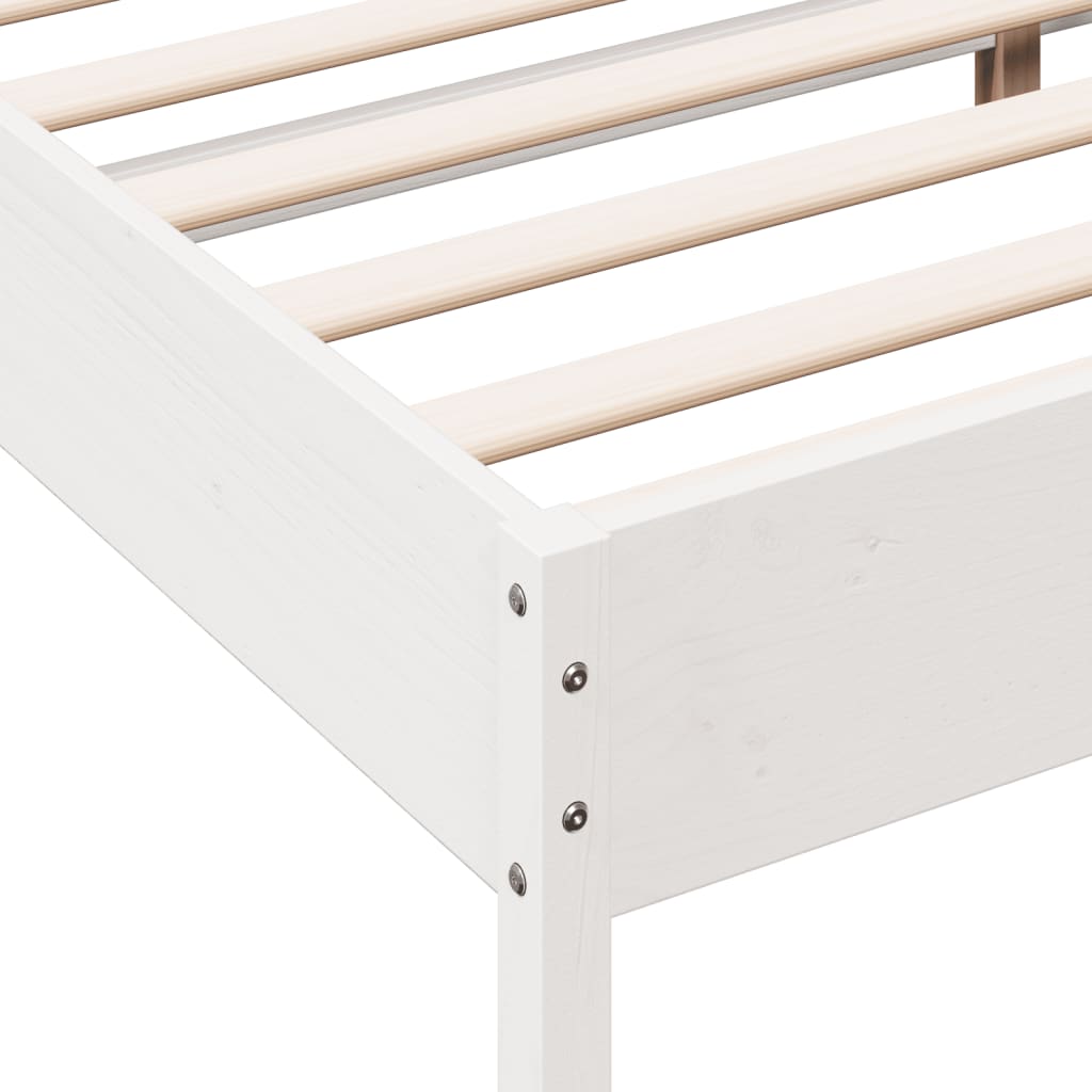 Bed frame without mattress white 200x200 cm solid pine wood