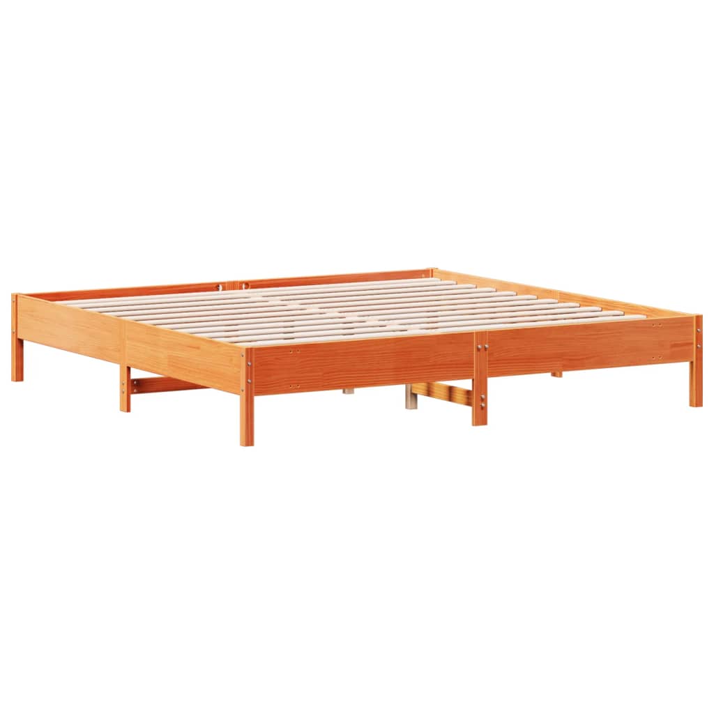 Cadre de lit sans matelas cire marron 200x200cm bois pin massif