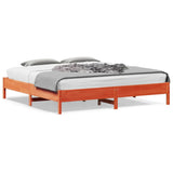 Cadre de lit sans matelas cire marron 200x200cm bois pin massif