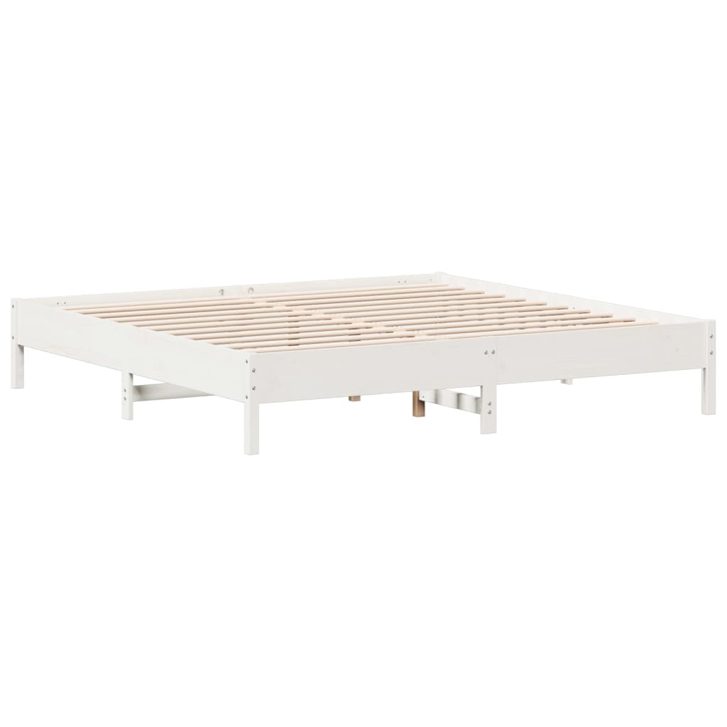 Cadre de lit sans matelas blanc 180x200 cm bois massif de pin