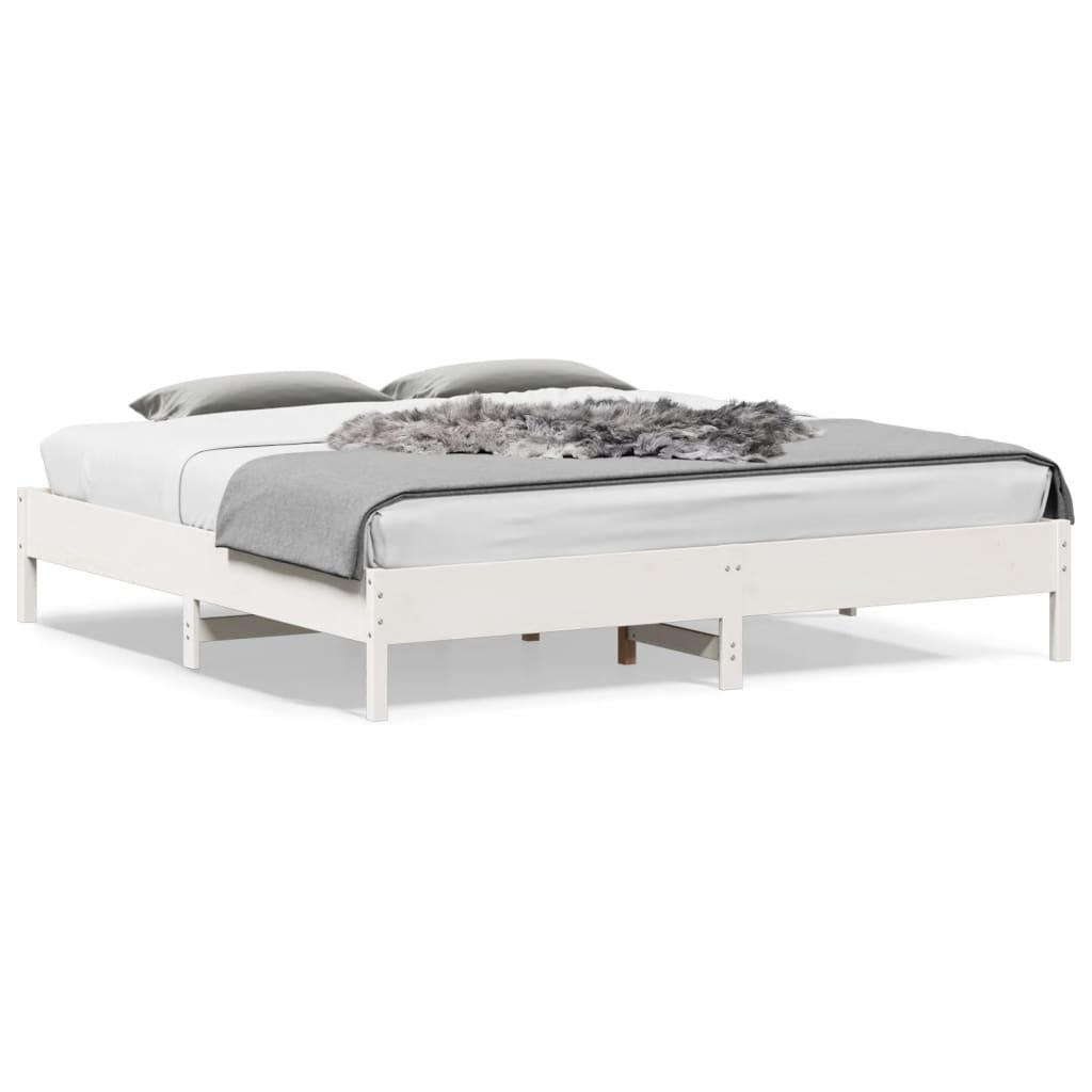 Bed frame without mattress white 180x200 cm solid pine wood