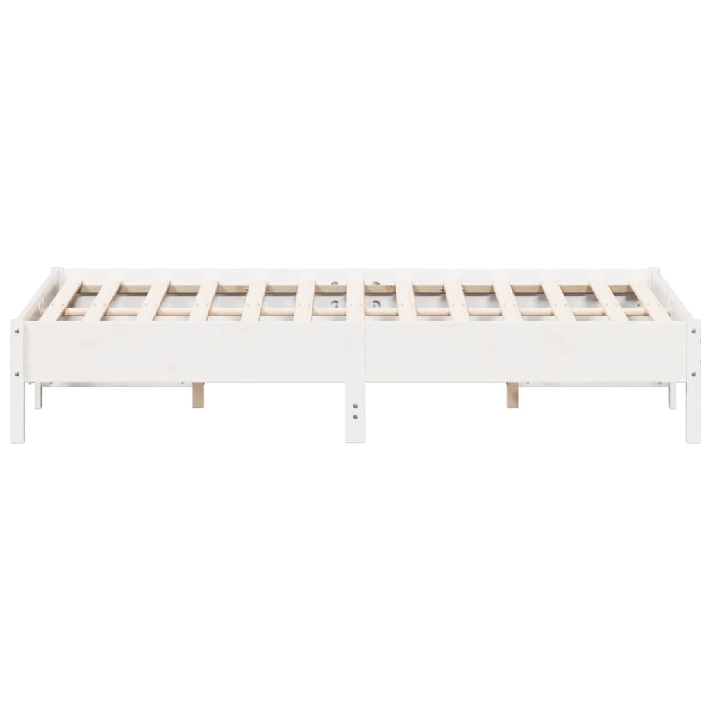 Cadre de lit sans matelas blanc 160x200 cm bois de pin massif