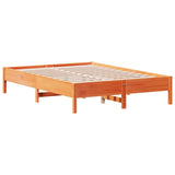 Bed frame without mattress brown wax 160x200cm solid pine wood