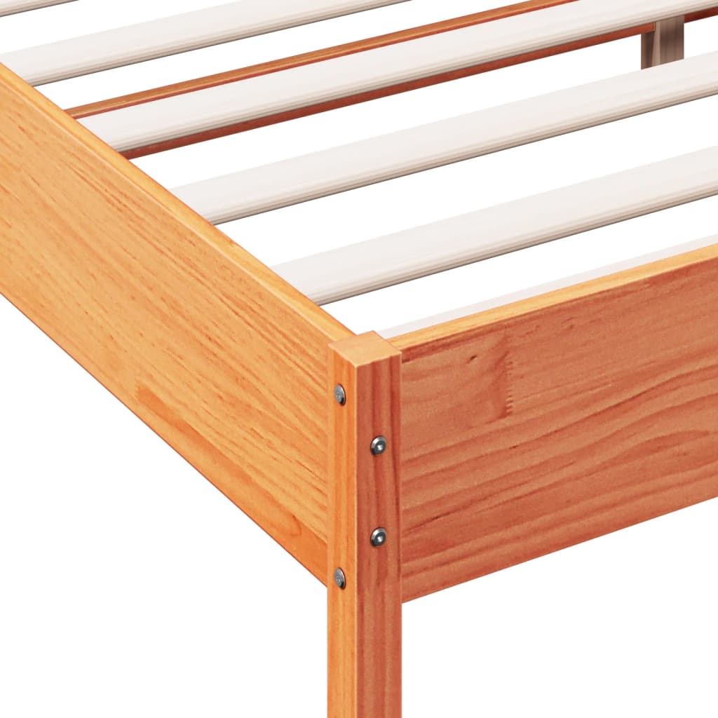 Bed frame without mattress brown wax 160x200cm solid pine wood