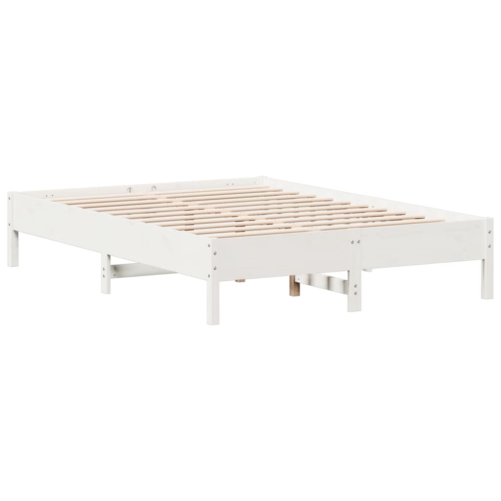 Bed frame without mattress white 150x200 cm solid pine wood