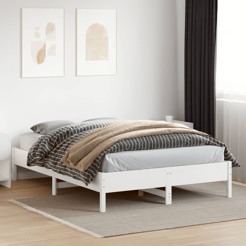 Cadre de lit sans matelas blanc 150x200 cm bois de pin massif