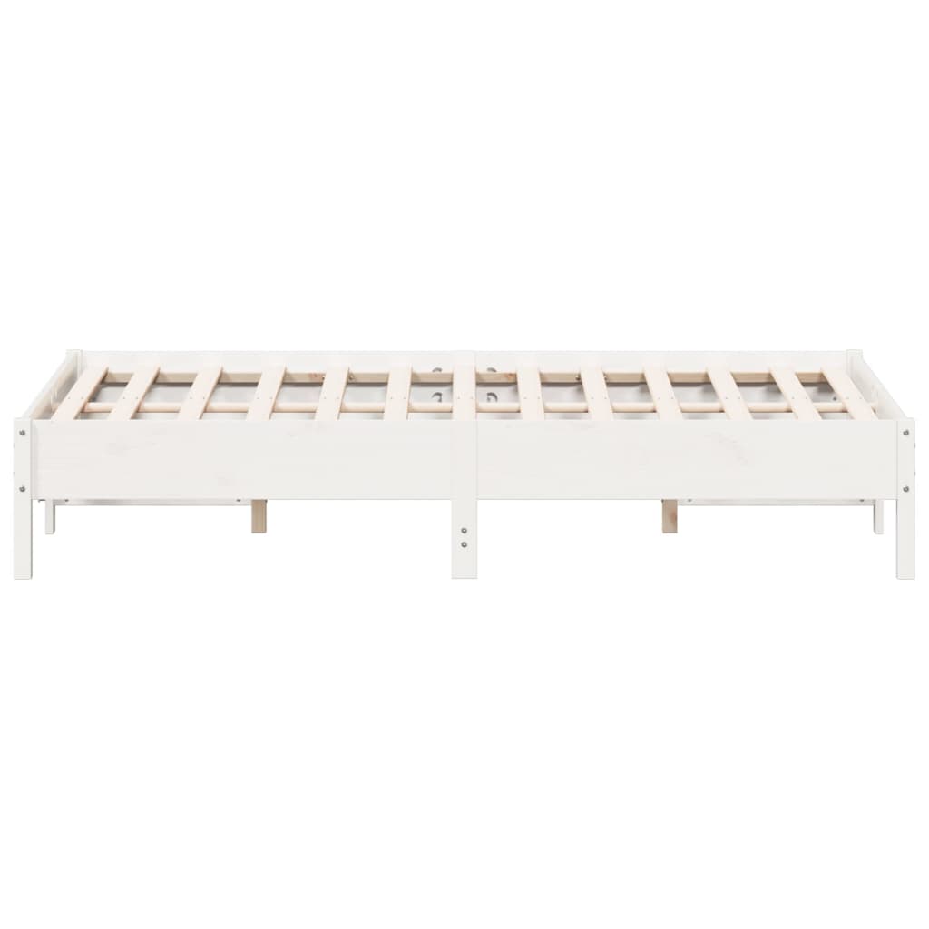 Bed frame without mattress white 150x200 cm solid pine wood