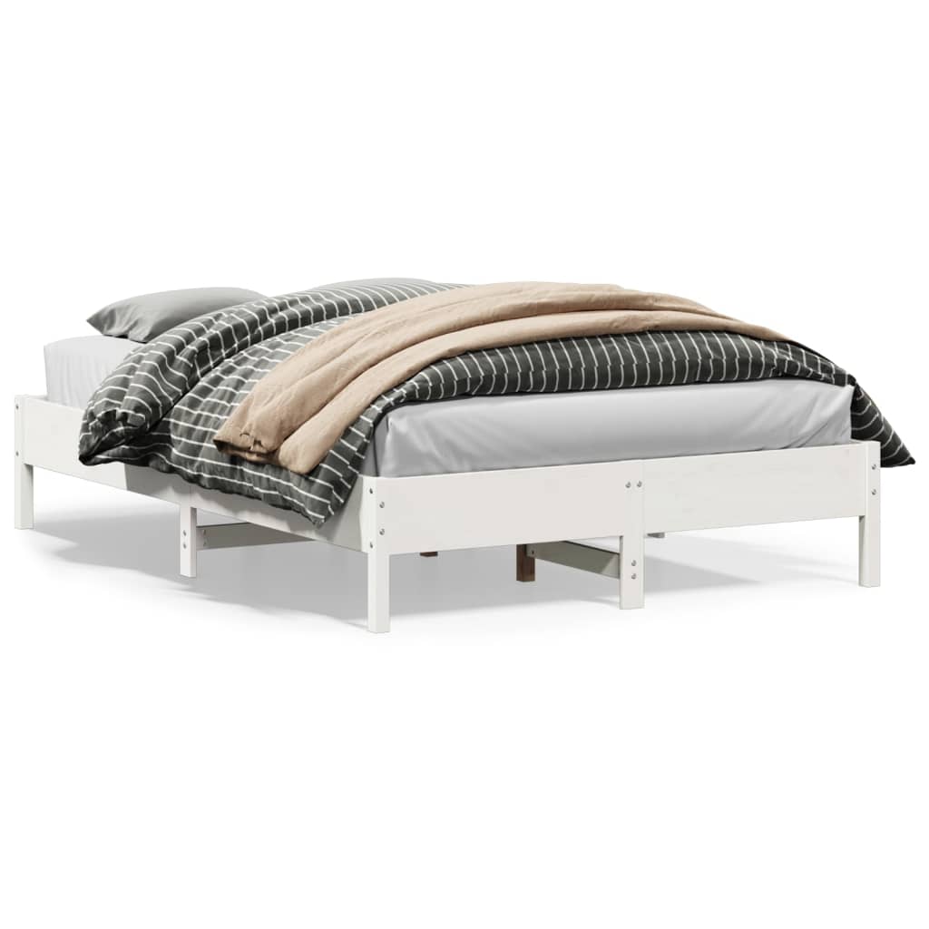 Cadre de lit sans matelas blanc 150x200 cm bois de pin massif