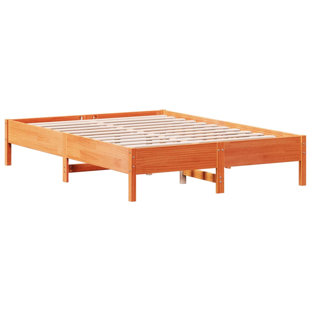 Cadre de lit sans matelas cire marron 140x200cm bois pin massif