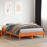 Bed frame without mattress brown wax 140x200cm solid pine wood