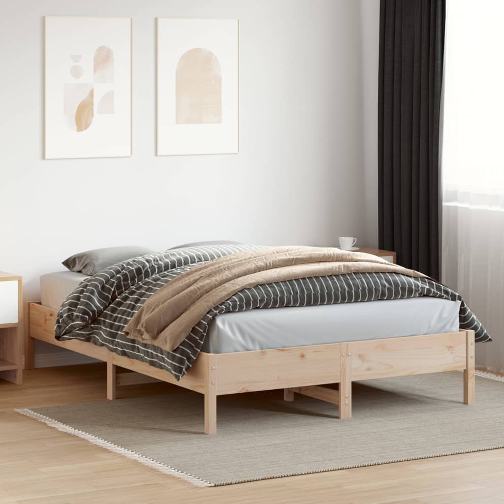 Bed frame without mattress 120x200 cm solid pine wood