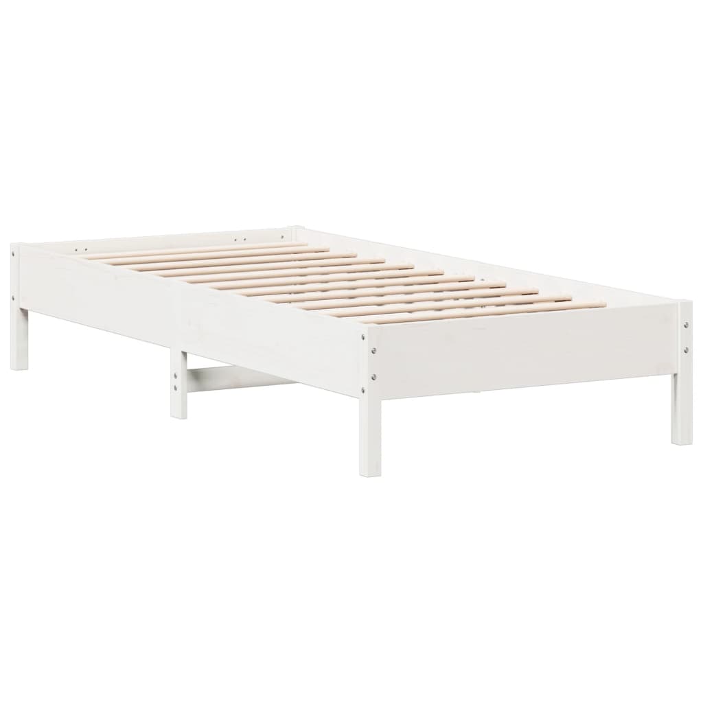 Cadre de lit sans matelas blanc 100x200 cm bois de pin massif