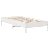 Bed frame without mattress white 100x200 cm solid pine wood