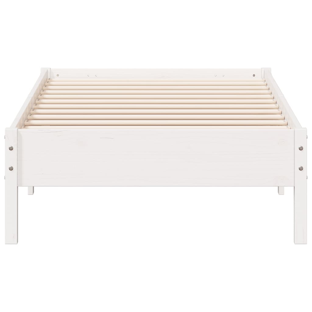 Bed frame without mattress white 100x200 cm solid pine wood